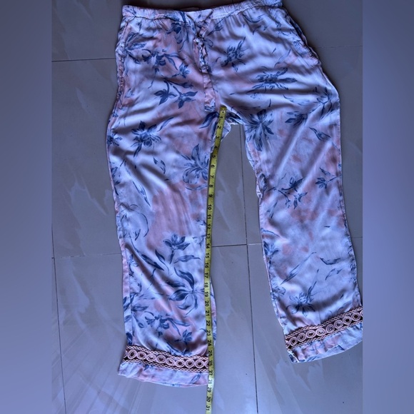 Wide Leg Palazzo Pants Pull On Snake Skin Print Floral M Pockets Elastic Tie - Picture 11 of 16